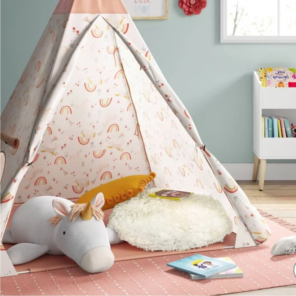 Kids Pillowfort Play Tent with Rainbow and Unicorn Design - Picture 2 of 14